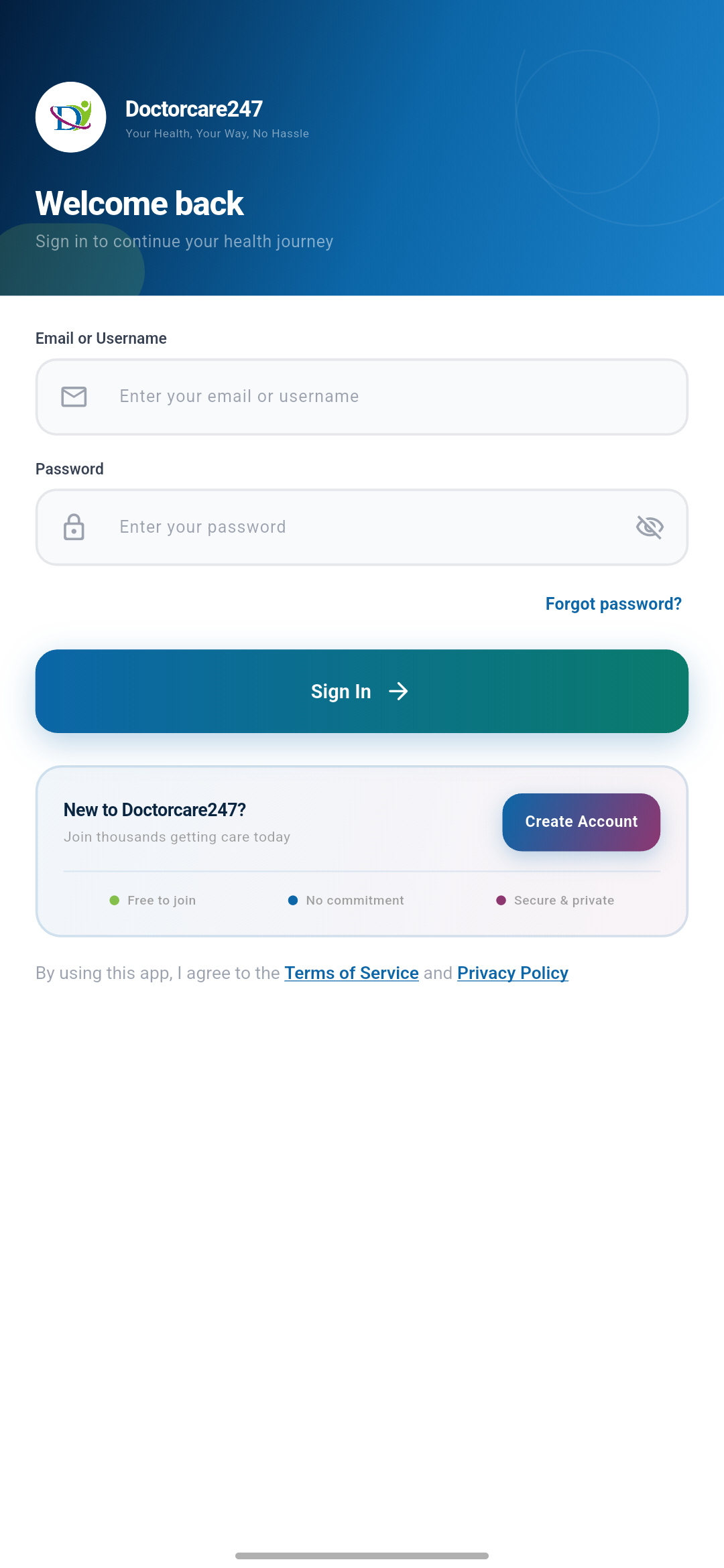 Doctorcare247 Mobile App